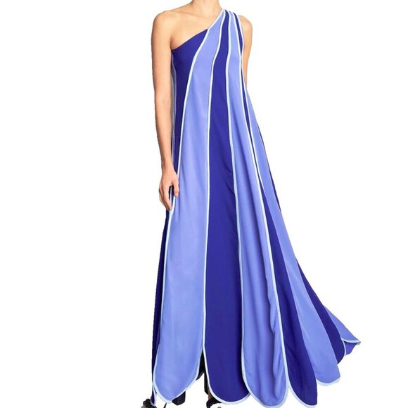 Azulu Sanriku Maxi dress in blue one shoulder size XS new with tags Runway - Picture 1 of 10